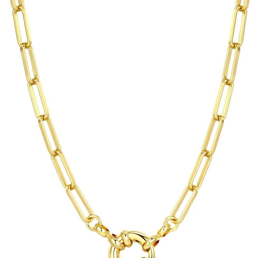 14K Gold Plated Lock Necklace for Women Paperclip Link Chain Padlock Necklace No